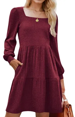 Imagen del producto de Elzusha - Vestido casual de corte A con mangas largas y bolsillos, para mujer