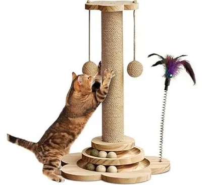 Image de Omgoods - Griffoir en sisal naturel pour chats - Arbre à chats de 45 cm de hauteur pour intérieur