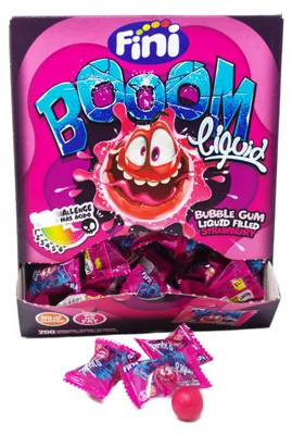 Zdjęcie produktu dla Fini Boom Lipuid Gum Strawberry truskawkowa guma do żucia 200 sztuk display