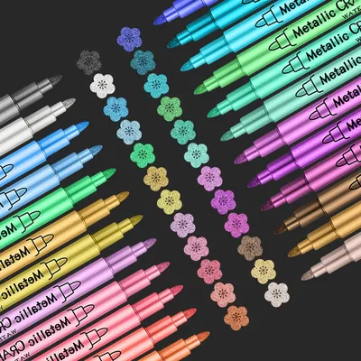 Imagen del producto de Omgoods - 24 rotuladores metálicos de colores para uso creativo