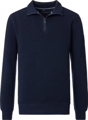 Produktbild von Casa Moda Halbreißverschluss Pullover dunkelblau einfarbig Baumwolle