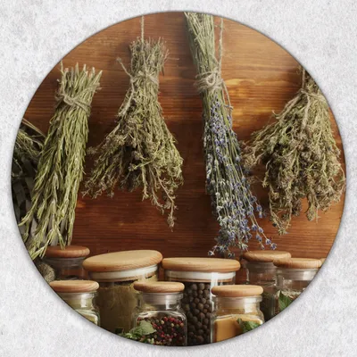 Produktbild von Glas-Herdabdeckplatten Glaskeramikkochfeld-Abdeckung Spritzschutz Glas Runden Schneidebrett fi40 cm - Die Trauben Von Kräutern
