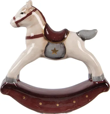 Produktbild von Clayre & Eef Figur Schaukelpferd 11x3x11 cm Beige Keramik