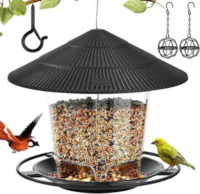Produktbild von Vogelhaus, 16,5 cm - Wetterfestes Dach - 5 Futteröffnungen - Zum Füttern von Wildvögeln