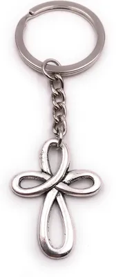 Produktbild von Onwomania Schlüsselanhänger Knotenkreuz Kreuz Christentum Glaube silber Anhänger Keychain