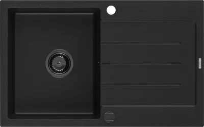 Immagine prodotto di Mexen Bruno lavello in granito 1 vasca con sgocciolatoio 795 x 495 mm, nero, sifone nero - 6513791010-77-B