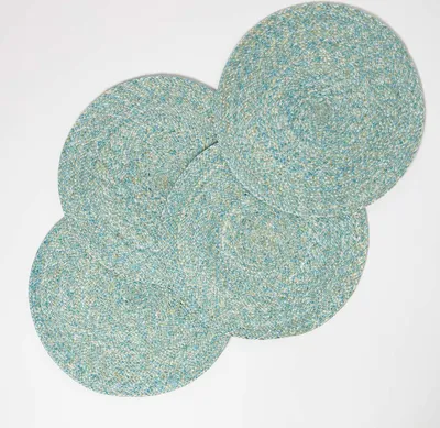 Produktbild von HOMESCAPES Tischset grün im 4er-Set, 40 cm – 4x Platzset rund geflochten