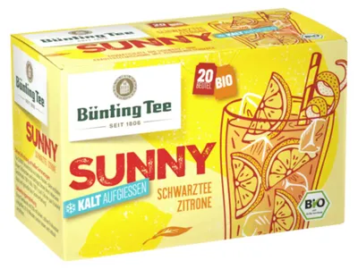Bünting Tee Bio Sunny Schwarztee-Zitrone 20 x2,5g Packung 50g