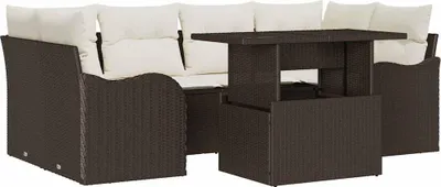 Produktbild von vidaXL Gartensofa-set 7 stk. Braun und Creme Poly-Rattan