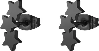 Produktbild von Schicke Ohrstecker mit drei Sternen, Edelstahl, Ohrringe für Damen, Piercing-Schmuck-Schwarz