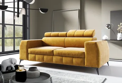 Produktbild von Modernes Sofa LAGET 208x83 cm Couch mit Metall-füßen Farbe: Gold, Monolith 48