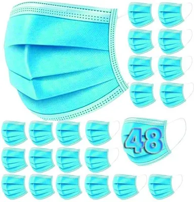 Produktbild von Hygienemasken, 48 Stück - 3-lagige Einwegmasken -  - Effiziente Filtration