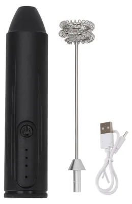 Productafbeelding van Melkschuimer, draadloos, oplaadbaar, handmixer voor koffie, mengen, milkshakes, garde, zwart