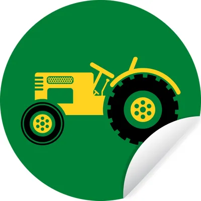 Produktbild von MuchoWow® Runde Wandtattoo - Wandsticker Tapete Aufkleber Traktor - Gelb - Grün Ø 80 cm Selbstklebend und Repositionierbar - Wandaufkleber - Kreis - Mauerkreis - Wand Bilder - Wandsticker - Wohnzimmer Dekoration - Dekoration für die Wände - Aluminium - Babyzimmer