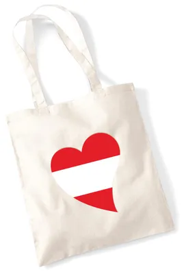 Produktbild von Huuraa Jutebeutel Österreich Flagge Herz 10 Liter Natural Baumwolle Tasche Geschenkidee