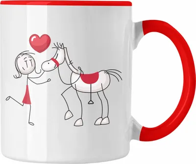 Produktbild von Trendation - Reiterin Tasse Geschenk Kaffee-Becher für Pferdeliebhaber Geschenkidee Pferde (Rot)