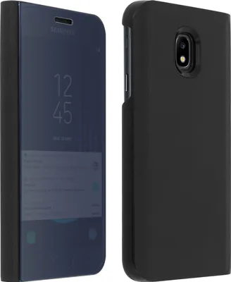 Image de Avizar, coque rabattable effet miroir pour Samsung Galaxy J3 2017, noire