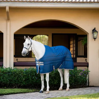 Produktbild von Horseware Stalldecke in Größe 160 - Amigo Diamond Insulator 100g - Navy/Titanium Grey