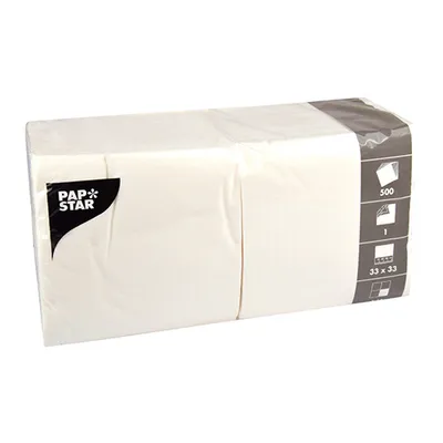 Produktbild von Papstar Servietten, 1-lagig "Economy" 1/4-Falz 33 cm x 33 cm weiß, 10 x 500 Stück