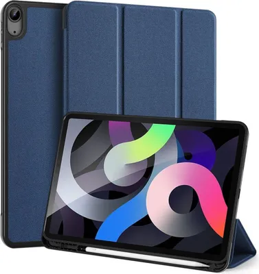 Produktbild von Dux Ducis Buch Tasche Hartschale mit Smart Sleep Standfunktion kompatibel mit IPAD AIR 4 10.9" ( 2022 ) Tablet Hülle Etui Brieftasche Schutzhülle Blau