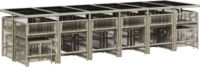 Produktbild von Cloris DesignMöbel 17-tlg. Garten-Essgruppe mit Kissen Hellgrau Poly Rattan - Gartenmöbelgarnituren DE240781