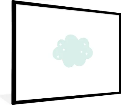 Produktbild von MuchoWow® Gerahmtes Poster Wolke - Sterne - Pastell - Kinder - Baby 80x60 cm - Poster mit Schwarzem Bilderrahmen Wandposter Rahmen Foto Bilder - Schlafzimmer-Dekorationen - Fotoposter