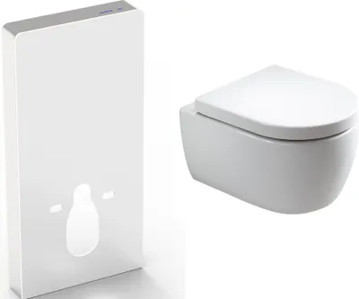 Produktbild von WC-Komplettpaket 41: WC NT2039 Weiß - Mit Soft-Close Sitz & Sanitärmodul 805S Weiß - Sensor