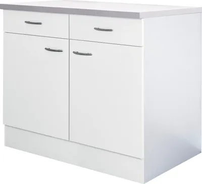 Produktbild von Flex Well Unterschrank mit Schublade und Drehtür Wito BxTxH 100 x 60 x 85 cm weiß matt zerlegt Anschlag links rechts 000