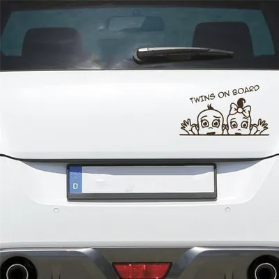Produktbild von Auto Aufkleber Zwillinge an Bord Mädchen Junge 20x11 cm Braun Sticker Heckscheibenaufkleber