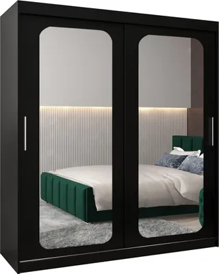 Produktbild von MEBLE KRYSPOL Promo 3180 Schlafzimmerschrank zwei Schiebetüren - Mattschwarz