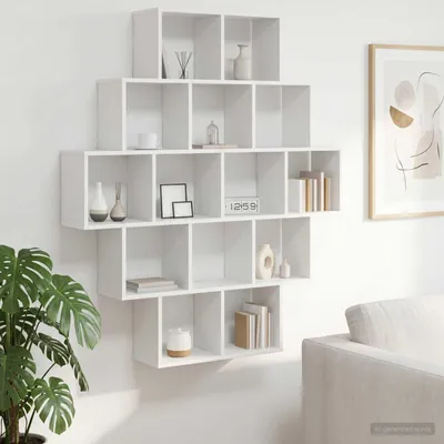 Obrázok produktu pre Maison Exclusive – Nástenná polica, biela, 120 x 20 x 136 cm, drevovláknitá doska