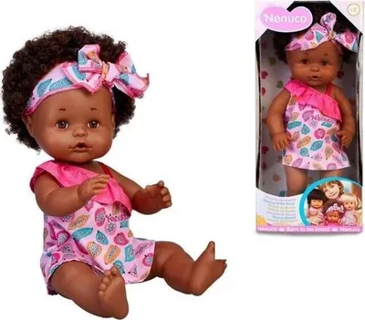 Produktbild von Nenuco Afro Style Puppe 35 cm, Trinkt und Macht Pipi Funktion, Hartkörper, Waschbare Kleidung, Ab 2 Jahren