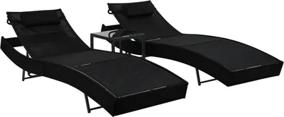 Produktbild von Zweisitziger Rattan-Liegestuhl mit Tisch, Schwarz