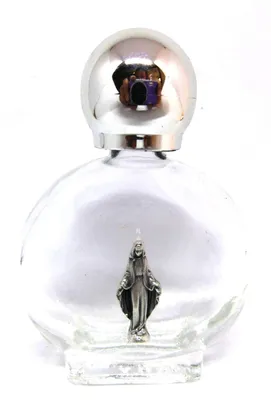 Glasflasche mit Silberdeckel, Santa-Motiv, 7 cm, für Weihwasser