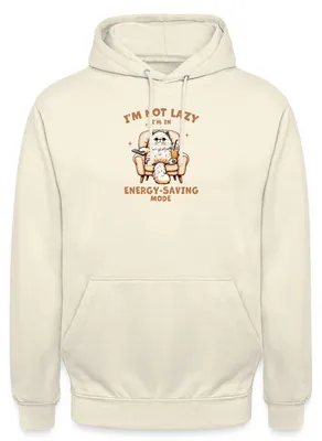 Produktbild von Spreadshirt I’m Not Lazy I’m In Energy Saving Mode | Katze Uni Hoodie, XXL, Vanille-Milchshake