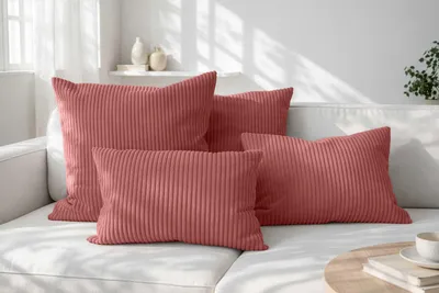 Produktbild von Amilian Dekokissen 4er Set mit Füllung, Cord-Optik, 40x40 & 35x45 cm - Herzschimmer