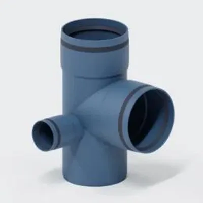 Produktbild von POLOPLAST Eckdoppelabzweig, DN110/50/110, POLO-KAL XS, PP-MD, Ø110/50mm, blau, 1 Stk.