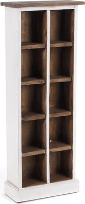 Produktbild von RUSTIKALES CD & BÜCHERREGAL NATURE | 94x36cm(HxB) Holzregal 10 Fächer | Farbe: 06 weiß-landhaus
