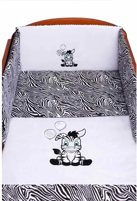 Produktbild von 3-teilige Bettwäsche New Baby Zebra 100/135 weiß-schwarz