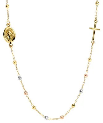 Zdjęcie produktu dla Łańcuszek Rosenkranz z amuletem i krzyżem wykonany ze złota próby 585 (żółtego/białego/czerwonego), długość 45 cm