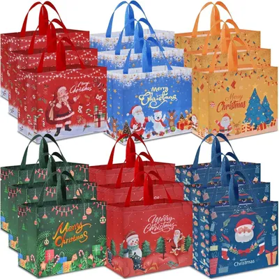 Produktbild von Weihnachtstüten Groß 18 Stück Non Woven Geschenktüten 40x36x15cm