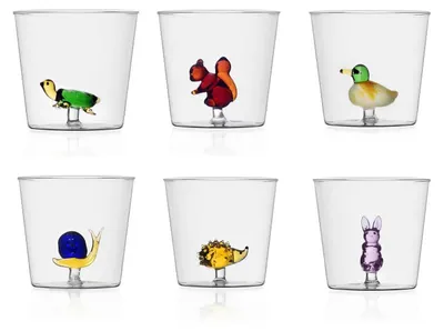 6 Trinkgläser mit Tiermotiven, 300 ml, mundgeblasen, spülmaschinengeeignet