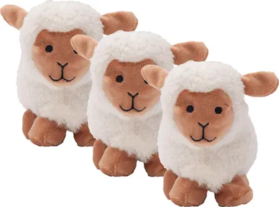 Produktbild von Aumüller Katzenspielzeug Schäfchen Sally, 3er Set - Plüschtier zum Schmusen mit Baldrianfüllung