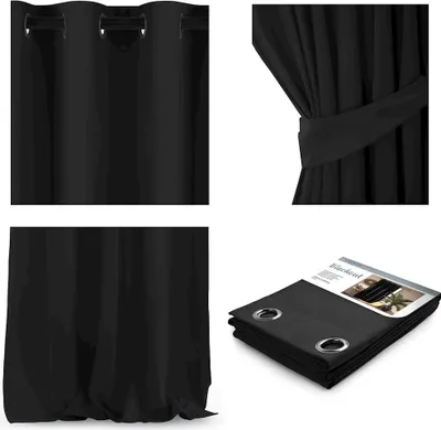 Produktbild von Vorhang Blackout mit Ösen Aufhängung-140x270cm (B x H)Schwarz