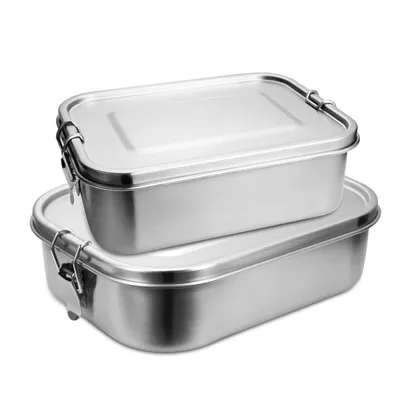 Produktbild von Clanmacy 1200+1400ml Brotdose ohne Plastik BPA frei brotdose edelstahl Edelstahl Lunchbox