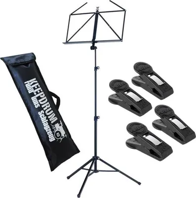 Produktbild von K&M 10065 Notenständer schwarz mit Notenklammern mit Tasche