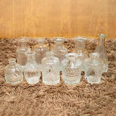 Productafbeelding van Famanu set van 20 kleine glazen vazen, transparant glas, hoogte 8-13 cm, geschikt voor bloemen, bruiloften en tafeldecoratie