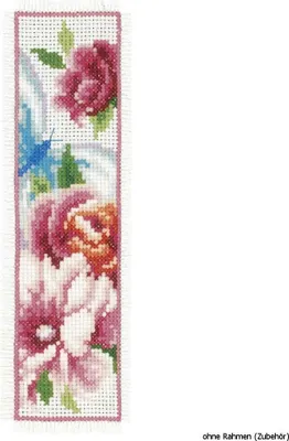 Immagine prodotto di Segnalibro Vervaco "Fiori e farfalle", set di 2, motivo di conteggio