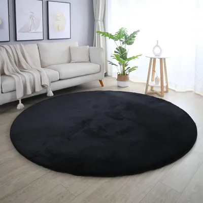 Obrázek produktu pro Homebyhome Hebký Vysoký Chlup Koberec Jednobarevný Imitace Kožešiny Plyšový Super M?kký Koberec do Obývacího Pokoje, Velikost: 160 cm kulatý