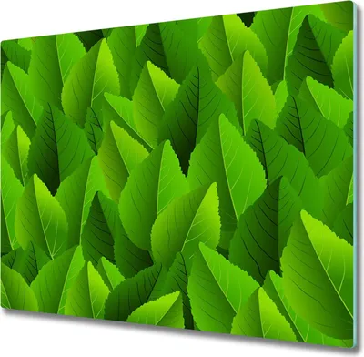 Produktbild von Glas Herdabdeckplatte 60x52 cm Spritzschutz Glasabdeckplatte Schneidebrett Grüne Blätter